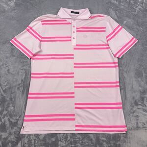 G/Fore Polo Shirt Mens Size XL Pink Striped Performance Stretch Golf